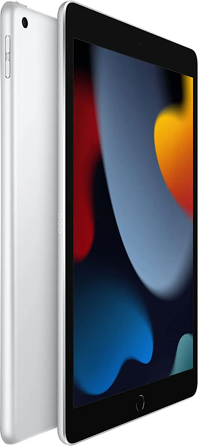 2021 Apple iPad (de 10,2 Pulgadas con Wi-Fi, 64 GB) - Plata (9.ª generación) vista frontal y posterior